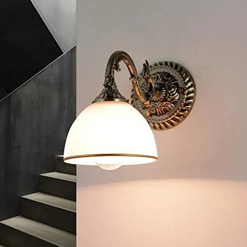 Licht-Erlebnisse Wandleuchte Jugendstil Antik - Stilvolle Wandlampe im Jugendstil aus Metall und Glas, ideal für Wohnzimmer, Schlafzimmer oder Flur. Schafft eine gemütliche Atmosphäre mit blendarmem Licht.