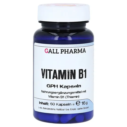 Vitamin B1 GPH 1,4 mg Kapseln - 60 Stück - Praktische Kapseln mit 1,4 mg Vitamin B1 zur Unterstützung Ihres Wohlbefindens. Ideal für den täglichen Bedarf, gluten- und laktosefrei für eine unkomplizierte Einnahme.