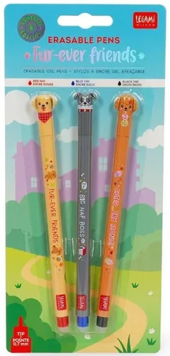 LEGAMI 3 löschbare Gelstifte "Fur-ever Friends" – limitierte Auflage - Bunte, nachfüllbare Gelschreiber in limitierter Edition, ideal für kreative Notizen und Zeichnungen. Perfekt für den täglichen Einsatz in Schule und Büro.