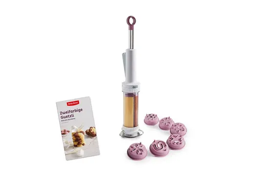 Betty Bossi Gebäckpresse Cookie Press (7-tlg) - Gebäckpressen für kreative Keks- und Plätzchen-Variationen, inklusive 6 Schablonen und Rezeptflyer, spülmaschinengeeignet und hitzebeständig bis 75 Grad.