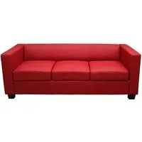 3er Sofa Lille aus Kunstleder in Rot - Sofa in modernem Design, hohe Standfestigkeit und ausgezeichnet mit dem Mittelstandspreis für soziale Verantwortung. Ideal für stilvolle Wohnräume.
