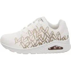 Sneaker SKECHERS "UNO-GOLDEN HEART" - Damen, Gr. 39, rosa - Modische Sneaker aus Lederimitat mit goldfarbenen Mylar-Stickereien und Skechers Air-Cooled Memory Foam für optimalen Tragekomfort. Ideal für Freizeitaktivitäten.