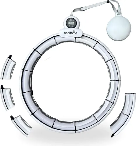 Health Rise Smart Hula Hoop Weiß | mit Zähler & Bauchgurt | größenverstellbar | 72 - 129 cm | besonders leise