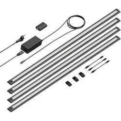 ledscom.de Smarte LED Unterbau-Leuchte SIRIS schwarz matt, 4er Set - Unterschrank Beleuchtung mit WLAN-Controller, flach und energieeffizient (1044lm, 10,2W). Ideal für Küche und Werkstatt, steuerbar via Tuya-App oder Sprachbefehl mit Alexa und Google Home.