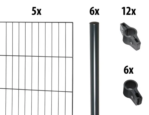 GARDEN N 10 Meter Einstabmattenzaun 125 cm hoch anthrazit - Stabiler Zaun aus Stahl, 10 Meter breit und 125 cm hoch. Ideal für Ihren Garten, mit einfachem Montageaufwand und modernem Design in Anthrazit.
