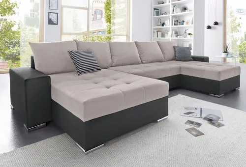 COLLECTION AB Wohnlandschaft Josy XXL U-Form, B: 333 cm, mit 2 Recamieren 77 & 97 cm, Bettfunktion, Bettkasten & 2 Zierkissen, Federkern