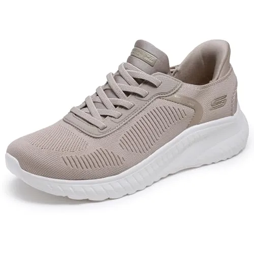 Skechers Damen Bobs Squad Chaos Current Muse Sneaker, Taupe Textile, 39.5 EU
