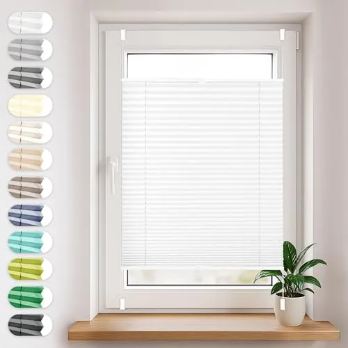 Sonello Plissee Klemmfix ohne Bohren 70cm x 220cm Weiß – Faltrollo für Tür & Fenster - Einfache Montage ohne Bohren dank flexibler Klemmfix-Halterungen. Der moderne Sicht- und Sonnenschutz ist individuell von oben oder unten regelbar und pflegeleicht. Erhältlich in vielen Farben und Größen.