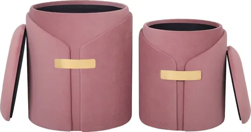KAYOOM Hocker Forcet 125 2er-Set, rosa - Hocker-Set mit edlem Kunstsamtbezug, bietet praktischen Stauraum und ist ideal für moderne Wohnräume. Maße: B: 30,5 cm, H: 38,5 cm, T: 37 cm, max. Belastbarkeit 150 kg.