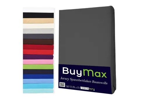 Buymax Spannbettlaken Buymax Jersey aus 100% Baumwolle, Jersey, Gummizug: Rundumgummi, (1 Stück), Pflegeleicht und Atmungsaktiv in Verschiedenen Farben und Größen