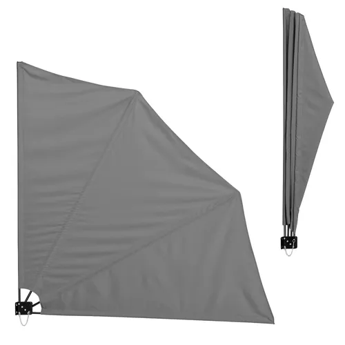 Wandklappschirm Ragusa 160x160 cm Grau casa.pro - Praktischer Wandklappschirm Ragusa in Grau, ideal für den Außenbereich. Leicht zu montieren und bietet effektiven Schutz vor Sonne und Wind. Perfekt für Balkone und Terrassen.
