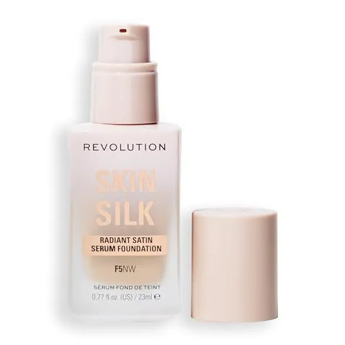 Makeup Revolution, Skin Silk Serum Foundation, Light to Medium Coverage, Contains Hyaluronic Acid, F5, 23ml