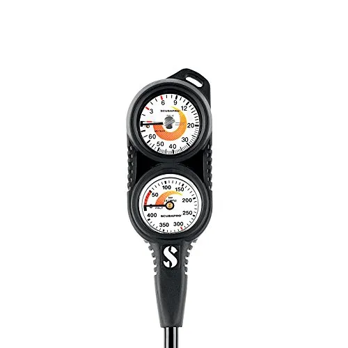 SCUBAPRO Twin Compact Konsole, Farbe 0 - Analoge Druckmesser mit präziser Messskala bis 400 bar und integriertem Schleppzeiger für maximale Tiefenaufzeichnung, ideal für anspruchsvolle Taucher.