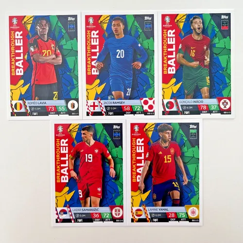 Topps UEFA EURO EM 2024 Match Attax Karten - 5 x Breakthrough Baller BB U 1-5