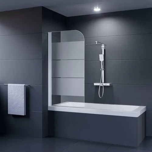 Duschmeister Faltwand für Badewanne 140x75cm - Duschkabinen & -wände mit langlebiger Nano-Clean-Beschichtung für einfache Reinigung und beeindruckenden Lotuseffekt, 90° einklappbar für flexible Nutzung.