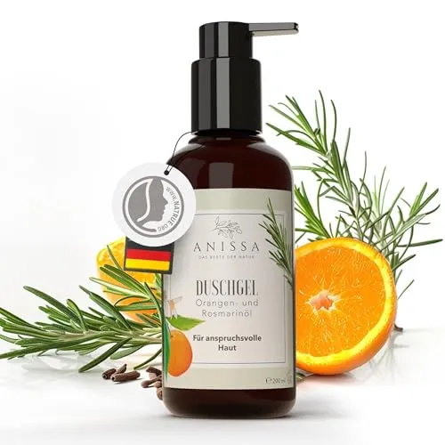 Anissa Naturkosmetik Duschgel Damen 200ml - Sanfte Reinigung & Pflege für empfindliche Haut - Natürliche Inhaltsstoffe für Feuchtigkeit & Regeneration, Frischer Duft
