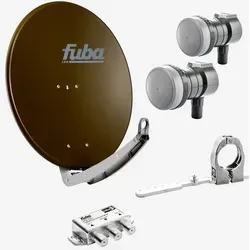 Fuba 80cm Alu SAT-Schüssel braun Set 2 Satelliten 1 Teilnehmer - Hochwertige 80cm Alu SAT-Schüssel für den Empfang von 2 Satelliten. HDTV- und 4K-/8K-tauglich, robust und einfach zu installieren.