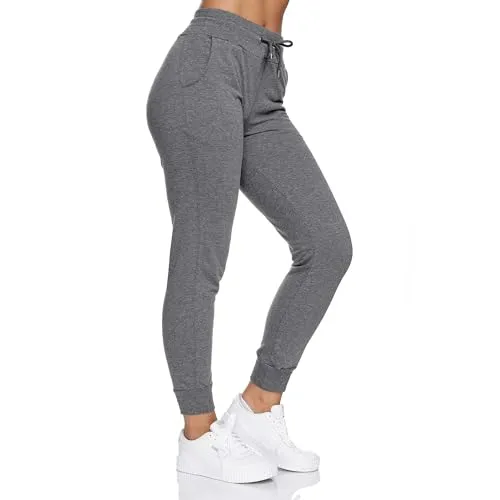 Smith & Solo Jogginghose Damen – Sporthose Frauen Baumwolle| Sweatpants Slim Fit Freizeithose Lang | Trainingshose Fitness High Waist – Jogger Laufhosen Modern Anthrazit/XL