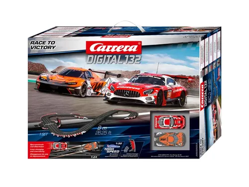 Carrera Race to Victory DIGITAL 132 Rennbahn Set - 8 Meter Slotcar Action mit KTM X-BOW GT2 und Mercedes-AMG GT3 für authentisches Rennerlebnis und erweiterbare Strecke