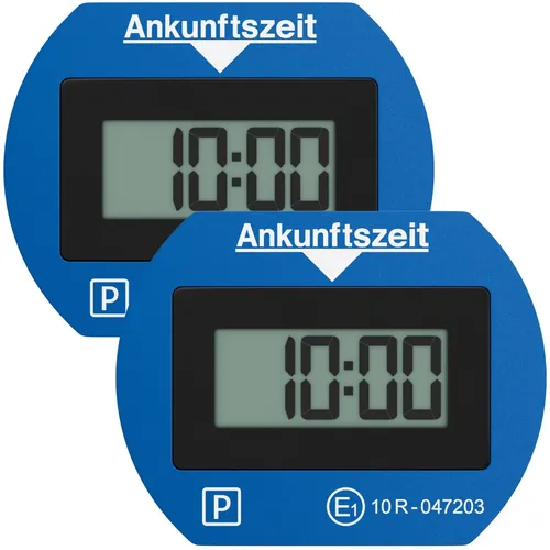PARK LITE Elektronische Parkscheibe - 2er Set, Digitale Parkuhr Blau - Einzelne Cockpit-Instrumente, digitale Parkscheibe mit automatischer Zeitregulierung, ideal für stressfreies Parken und zugelassen nach STVO.