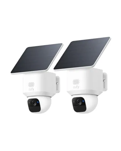 eufy eufyCam Solo E30 - 2er-Pack Solar Überwachungskamera - Überwachungskamera mit 360° Schwenk und KI-Tracking für optimale Sicherheit. Immer einsatzbereit durch Solarpanel und gestochen scharfe 2K-Bildqualität.