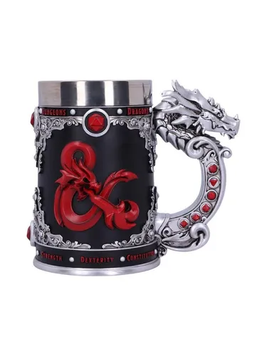 Dungeons & Dragons Tankard - Becher für Rollenspiel-Fans - Gläser für D&D-Liebhaber, mit ikonischem Drachen-Design und D20-Würfel. Perfekt für epische Abenteuer bei jedem Schluck!