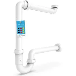 Bächlein G 1 1/4 Zoll Raumsparsiphon fürs Badezimmer - 32 mm flacher Waschbecken-Siphon - Geruchsverschluss Bad - Germany
