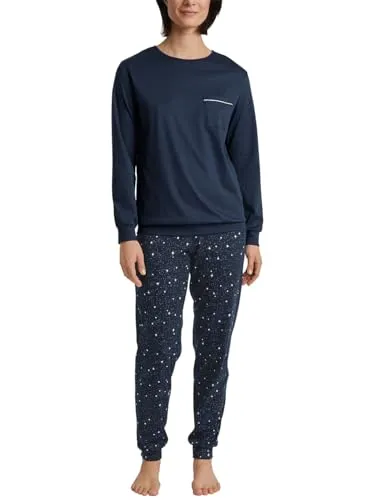 CALIDA Sweet Dreams Bündchen-Pyjama Damen - Schlafanzug für Damen aus 100% Baumwolle, hautfreundlich und atmungsaktiv für hohen Tragekomfort und natürliche Temperaturregulierung.