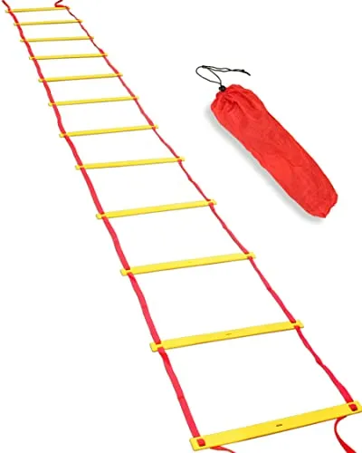 SPORTIKEL24 Koordinationsleiter 6 m – Speed Ladder für Agility- & Koordinationstraining – Trainingshilfe für Fußball, Hundesport & Leichtathletik – inkl. Tragebeutel