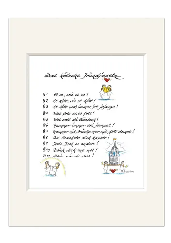 Bild Kölsches Grundgesetz § 1-11 Köln Kunstdruck Kölner Dom 30cm H. Brosien