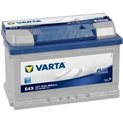 VARTA E43 Blue Autobatterie 12V 72Ah – Wartungsfrei & Leistungsstark - Batterien für PKW, wartungsfreie Bleisäure-Batterie mit optimalem Kaltstartstrom von bis zu 110% und entwickelt für Fahrzeuge aller Klassen.
