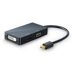 CSL Audio- & Video-Adapter Mini DisplayPort zu HDMI, DVI, VGA, 15 cm, 4k 3in1 MiniDP 1.2 Adapter, Konverter Kabel 3840x2160 UHD 2160p 4k schwarz