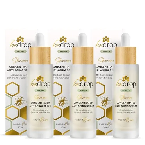 bedrop Concentrated Anti Aging Serum mit Bienengift & Gelée Royal - 3er Set (3x 30 ml) - Seren für die Augen mit hochdosiertem Bienengift und Gelée Royale, die die Haut straffen und glätten. Unterstütze nachhaltige Imkereien mit jedem Kauf!