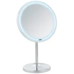 Wenko LED Kosmetikspiegel Onno Chrom - Kosmetikspiegel mit 500 % Vergrößerung und innovativer Touch-Funktion. Ideal für präzises Schminken und Rasieren, mit dimmbarer LED-Beleuchtung für individuelle Helligkeit.