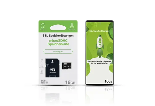 Tec-Expert microSD Karte S&L für LG Wing 5G Speicherkarte (16 GB, Class 10, microSDHC)