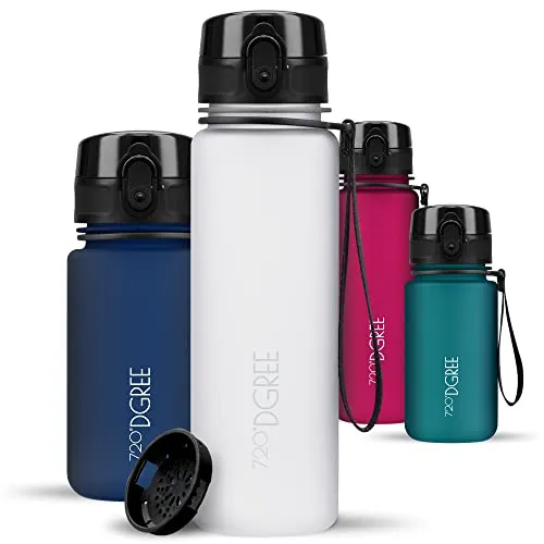 720°DGREE Trinkflasche Kinder 500ml “uberBottle“ softTouch +Sieb - Auslaufsicher, BPA-Frei - Flasche für Schule, Sport, Fitness - Wasserflasche aus Tritan - Schmal, Leicht, Stoßfest, Wiederverwendbar