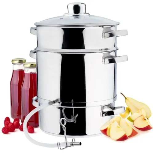 GARDIVO Dampfentsafter 8L Edelstahl - Dampfentsafter für Obst und Gemüse, mit 8L Fassungsvermögen, ideal für Familien, spülmaschinengeeignet und passend für alle Herdarten, inklusive Induktion.