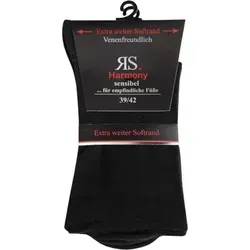 Paar Socken Baumwolle Herren extra weit breit ohne Gummi RS Harmony schwarz Gr. 43/46 - Schwarz - 43-46 2