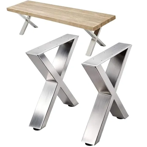 DanDiBo 2X Bankgestell Edelstahl 43 x 40 cm – Stabilität für Ihre Möbel - EDELSTAHLBANKBEINE – Robuste X-Form-Konstruktion für hohe Stabilität und Belastbarkeit. Ideal für kreative Möbelprojekte im Wohn- und Außenbereich. Einfache Montage und langlebiges Material sorgen für zuverlässigen Einsatz.