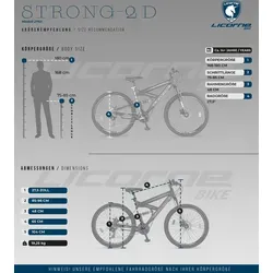 Licorne Bike Mountainbike Strong 2D Premium - Premium Mountainbike in 26, 27,5 und 29 Zoll, ideal für Outdoor-Abenteuer und Belastungen bis 95 kg, in stylischem Schwarz/Rot.