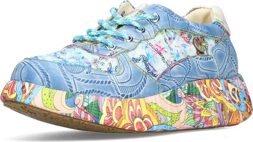 Laura Vita Damen Sneaker NIKITO-72 - Sommerlicher Traum aus Leder mit Pailletten - Sneaker aus Leder und Textil in Himmelblau, mit weichem Leder-Innenfutter und flexibler Gummisohle für höchsten Tragekomfort. Ideal für jeden Anlass und perfekt zu Jeans!