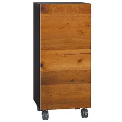 Rollcontainer ELA, Korpus schwarz seidenmatt, Front Eiche Furnier dunkel, 400 x 800 x 350 mm