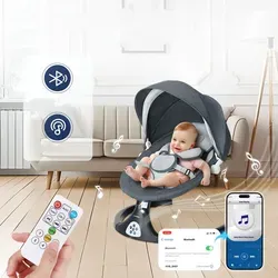 Caveen Babywippe mit Fernbedienung und Bluetooth - Babywippe bis 9kg, mit 5-Punkt Sicherheitsgurt und 3 Schaukelpositionen für optimalen Komfort, ideal für Zuhause und unterwegs.