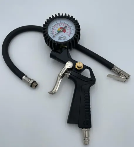 HAZET Reifenfüll-Messgerät 9041-1 - Manometer 0-12 bar, flexibler 400 mm Schlauch, ideal für Auto, Motorrad und Lkw