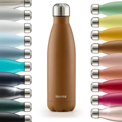 Blumtal Trinkflasche 750 ml Edelstahl - auslaufsichere Isolierflasche - BPA-freie Trinkflasche kalt & warm - doppelwandige Insulated Bottle - rostbeständige Isolierflasche Pumpkin Spice - Braun