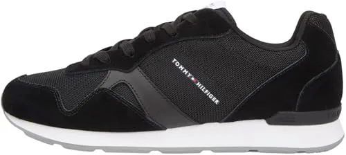 Tommy Hilfiger Herren Runner Icon Mix Low Top Schuhe, Schwarz, 41 EU - Stylische Low Top Sneakers von Tommy Hilfiger, ideal für den Alltag und kombiniert Komfort mit einem trendigen Design.