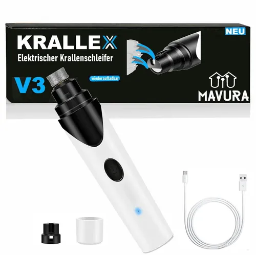 MAVURA Krallenschleifer KRALLEX V3 - Elektrischer Krallenschneider für Hunde und Katzen, leise im Betrieb und ideal für stressfreies Trimmen der Krallen.