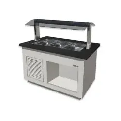 Saro Salatbar PREMIUM LINE SB-K13 für 3x 1/3 GN - Kühlschrank mit hochwertiger 304er Edelstahlwanne, statischem Kühlsystem und 17 cm starker Granitplatte. Ideal für Gastronomie, mit Temperaturregelung von 0 bis +10 °C und praktischen Funktionalitäten.