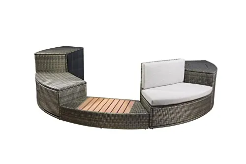 Design Spa Möbel Set für Octopus Netspa - 5 Module, PVC geflochten - Elegantes 5-teilige Möbelset für Ihren Octopus Spa: Platzsparend, leicht und wasserbeständig. Perfekt zur Aufwertung Ihres Whirlpools und zur Schaffung von Stauraum. Einfach zu installieren und ideal für Innen- und Außenbereiche.