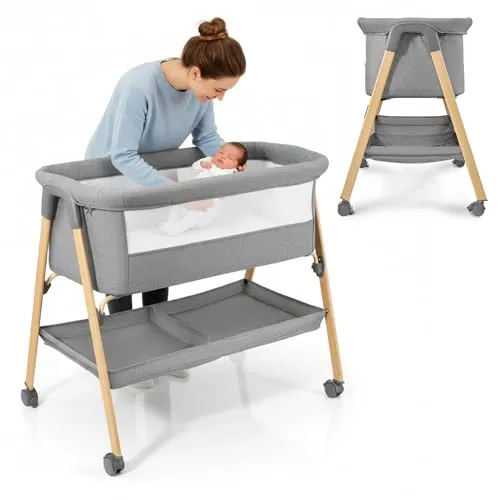 Moby-System MILI Babybett faltbar mit Matratze & Rollen – grau - Faltbares Babybett mit Matratze, 4 Rollen und praktischer Ablage – ideal für Neugeborene bis 6 Monate. Leicht, stabil und perfekt für Zuhause oder unterwegs.